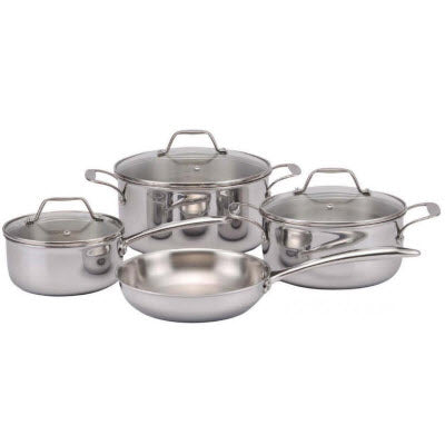 Bertazzoni INX3P7 7-Piece Cookware Set, Stainless Steel